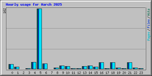 Hourly usage for March 2025